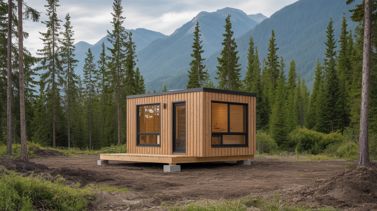 Cabin placed on prepared forest site