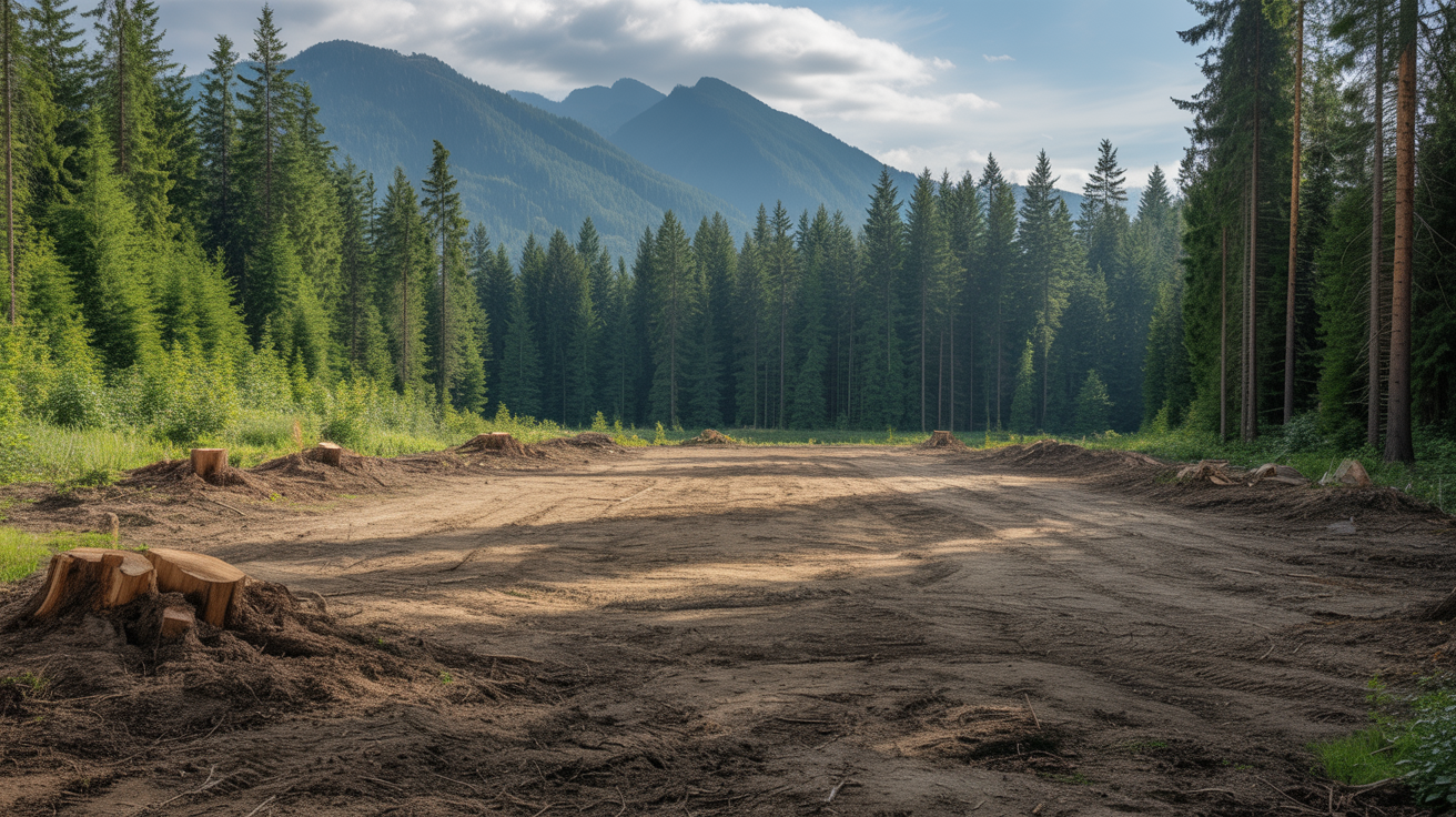 Cleared forest opening for cabin