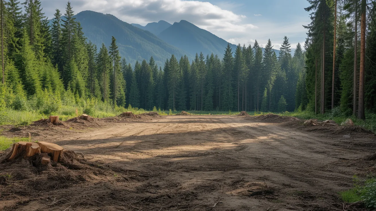 Cleared forest opening for cabin