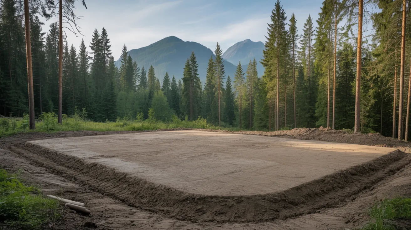 Leveled building pad in forest